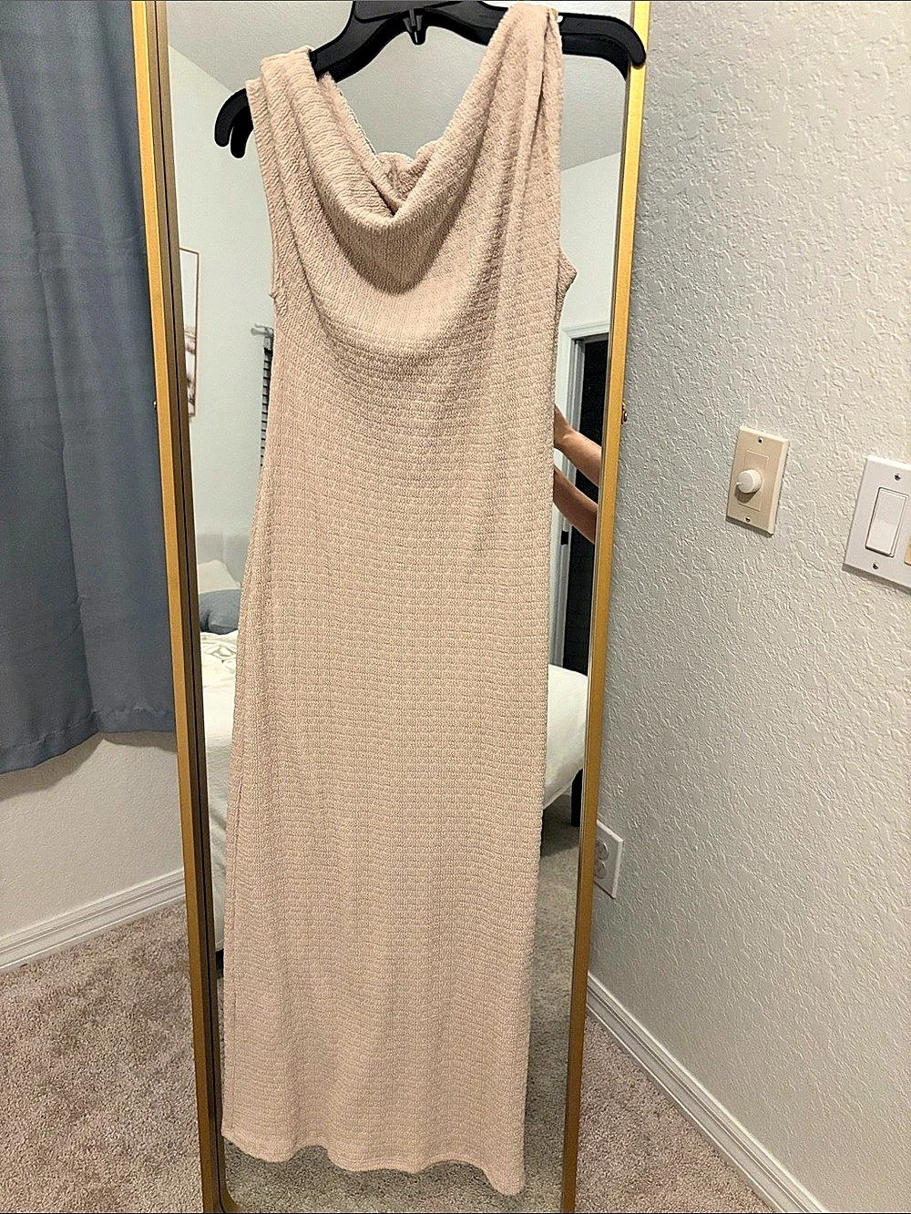 Draped Neck Maxi Dress in Cream